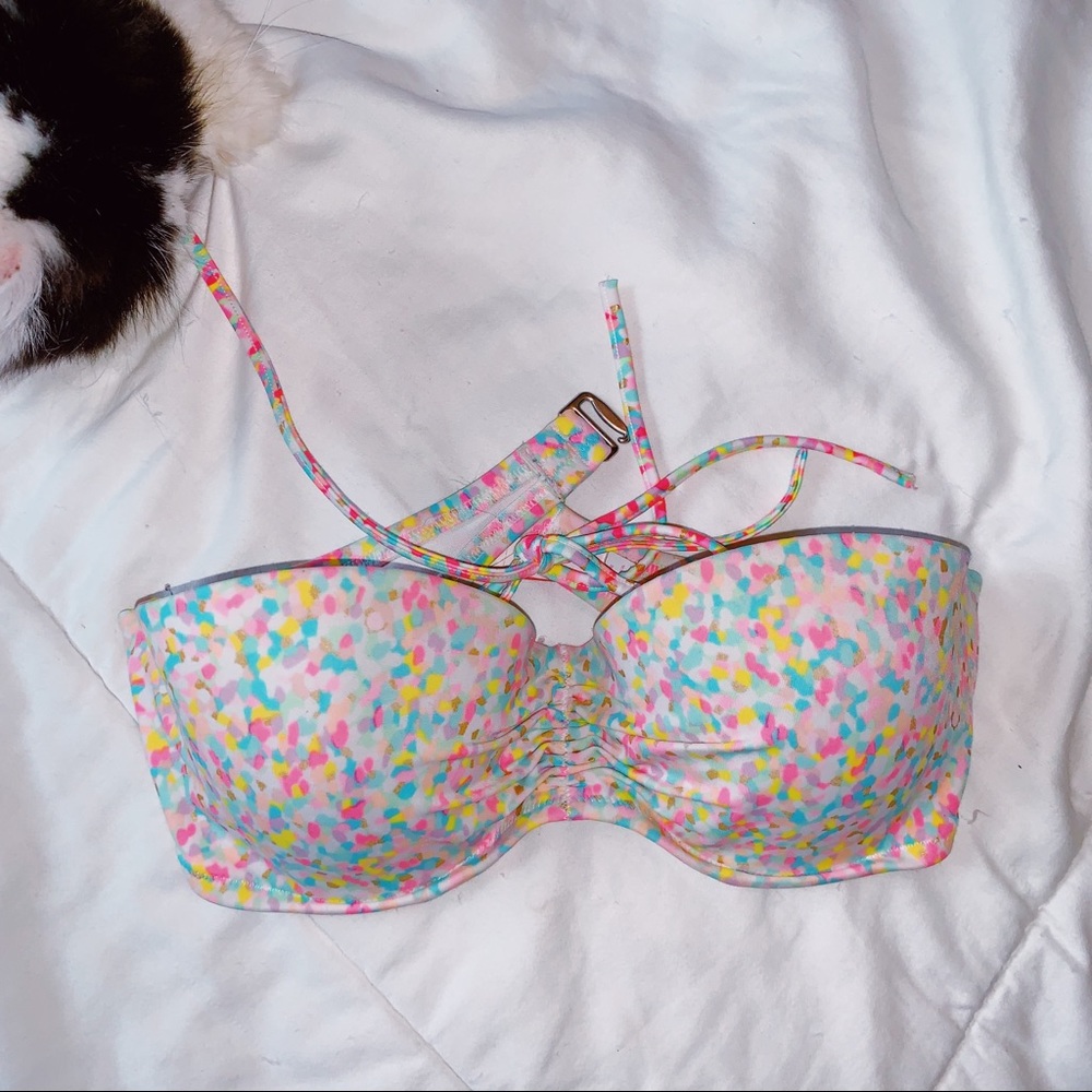 polka dot colored bikini top / victoria’s Secret